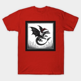 Dragon Illustration with Santa hat T-Shirt